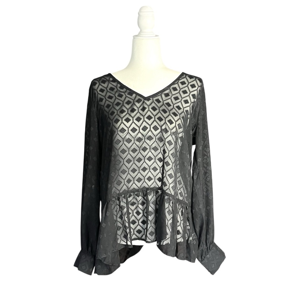 Halo Whimsigoth Top Size L Sheer Black Dark Fairy Romantic Feminine Fantasy NWT